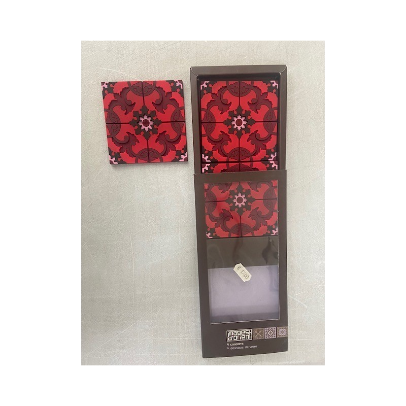 SOTTOBICCHIERE 4 PEZZI 9X9 CM COLORE ROSSO