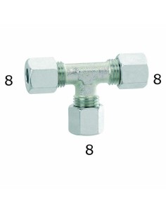 RACCORDO GAS A T IN ACCIAIO PER TUBO RIGIDO 8-8-8 MM