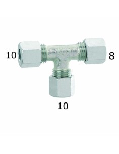 RACCORDO GAS A T IN ACCIAIO CON RIDUZIONE TUBO RIGIDO 10-10-8 MM