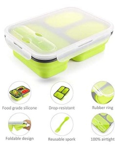 PORTA PRANZO IN SILICONE PIEGHEVOLE CON POSATE