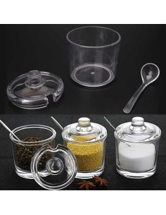 BARATTOLO IN PLASTICA CON COPERCHIO E CUCCHIAINO