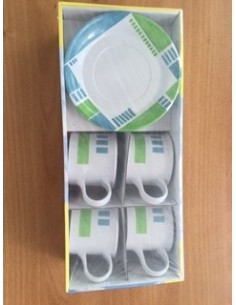 SET DI 4 TAZZE DA TE' CON PIATTINO IN MELAMINA