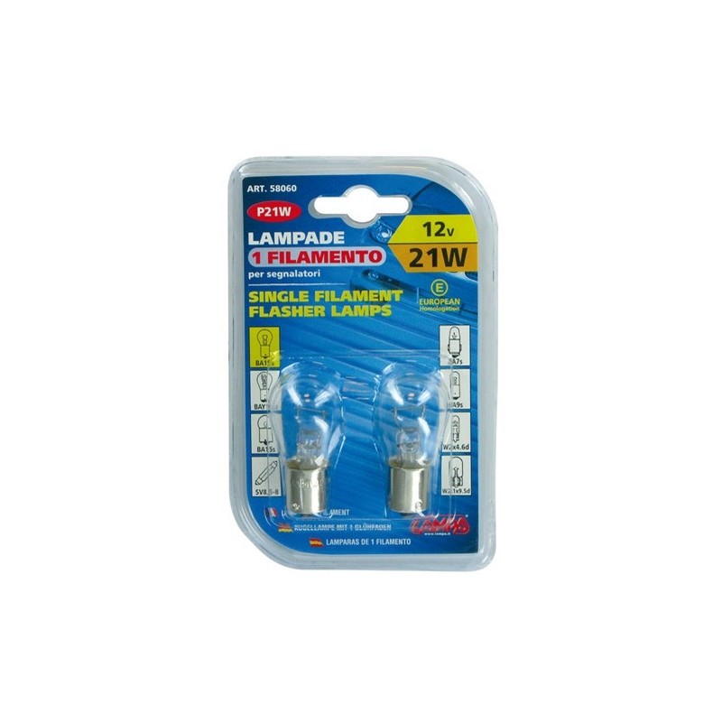 BLISTER 2 LAMPADE FILAMENTO SINGOLO 21 WATT 12V