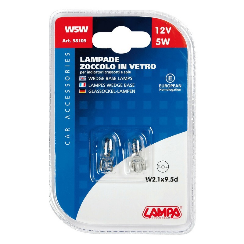 LAMPADA ZOCCOLO IN VETRO 12 V 5 W