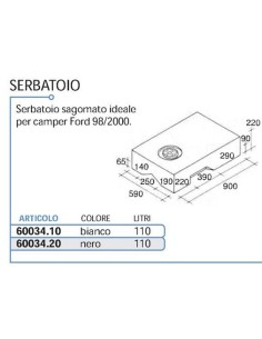 SERBATOIO SAGOMATO  PER FORD TELAIO  DAL 98-2000  BIANCO...