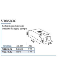 SERBATOI ACQUA DA 110 LITRI CON ATTACCO POMPA DA INTERNO...