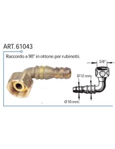 RACCORDO ACQUA A 90° IN OTTONE PER RUBINETTI