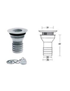 PILETTA DIRITTA FORO SCARICO DIAMETRO MM 25