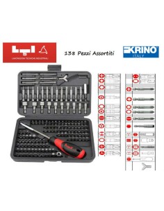 KIT CASSETTA ATTREZZI CON ASSORTIMENTO 138 PEZZI BITS...