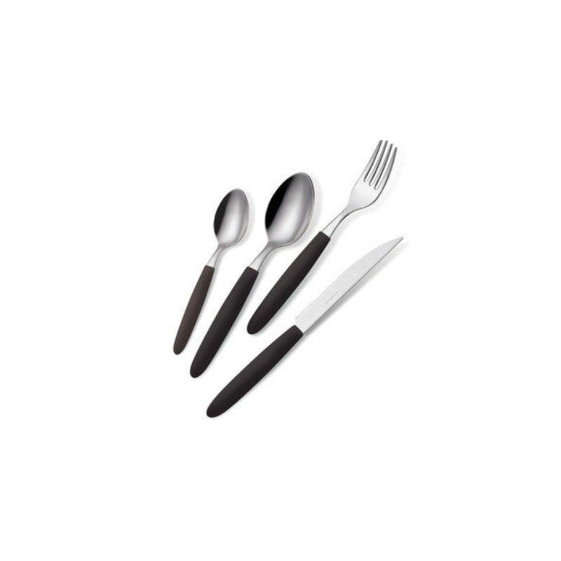POSATE IN ACCIAIO INOX PZ 24 CON MANICO NERO IN...