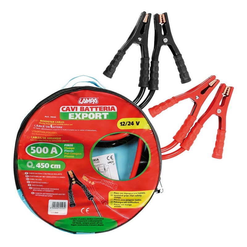 CAVI BATTERIA 12/24 VOLT 500 A CAVO DA 450 CM