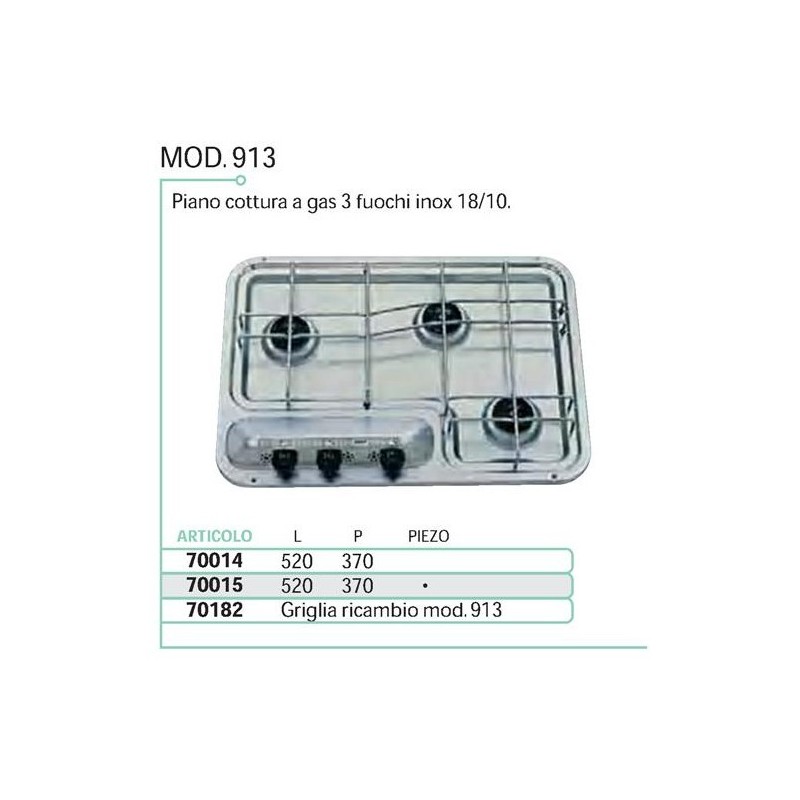 GRIGLIA DI RICAMBIO MOD 913 X PIANO COTTURA A 3...