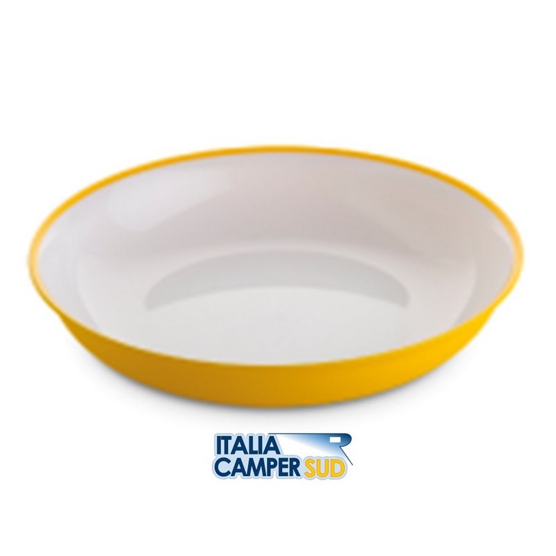 PIATTO FONDO CON COPERCHIO COLORE GIALLO E BIANCO