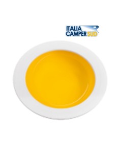 PIATTO FONDO GIALLO E BIANCO IN PLASTICA TERMOINDURENTE