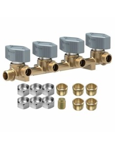 CENTRALINA GAS QUATTRO VIE DIAMETRO 8 MM CON RUBINETTI ROSSI