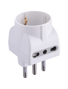 ADATTATORE MULTIPLO TRIPLO SCHUKO 2 PRESE BIPASSO 2P+T