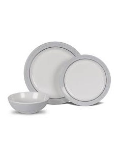 SET IN MELAMINA ANTISCIVOLO 12 PEZZI CLASSIC GREY