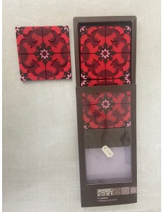SOTTOBICCHIERE 4 PEZZI 9X9 CM COLORE ROSSO