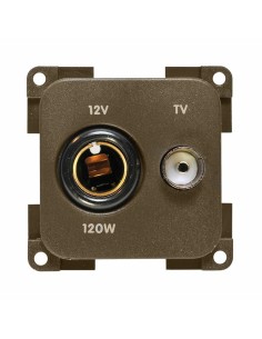PRESA MP12TV CON ATTACCO 12V E TV MARRONE