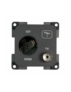 PRESA MP12VATV CON ATTACCO 12V E TV GRIGIA