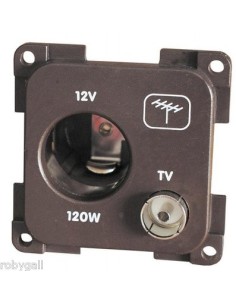 PRESA MP12VATV CON ATTACCO 12V E TV MARRONE