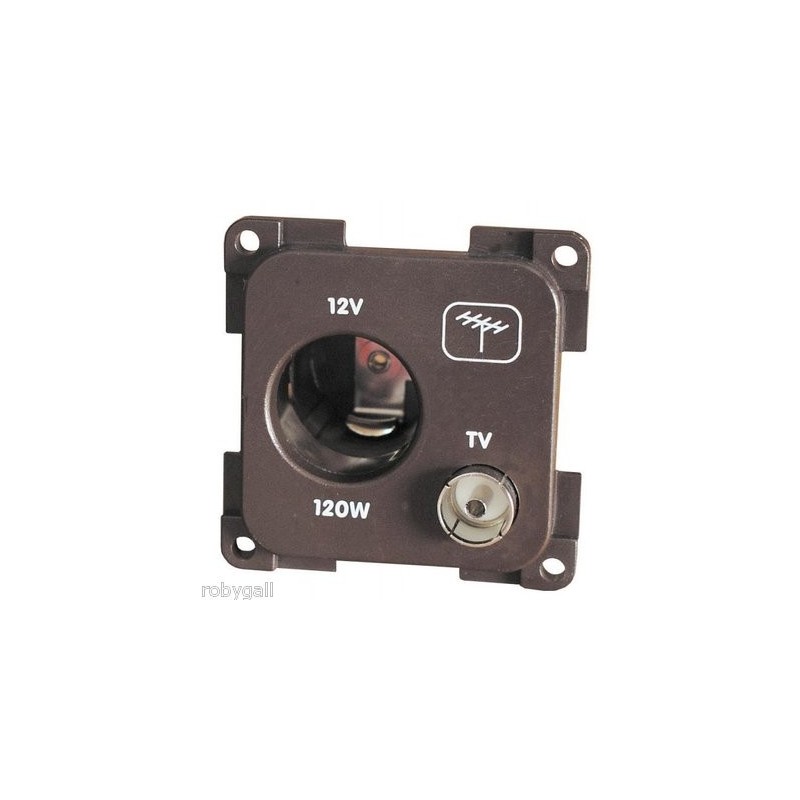 PRESA MP12VATV CON ATTACCO 12V E TV MARRONE