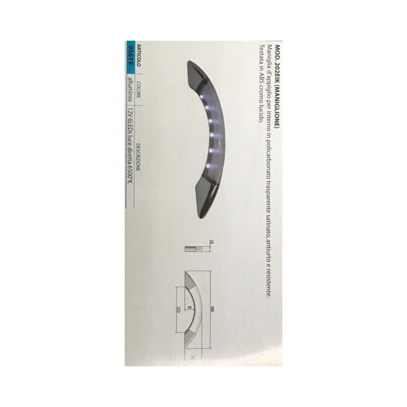 MANIGLIA DA INTERNO CON 6 LED INCORPORATI 12V