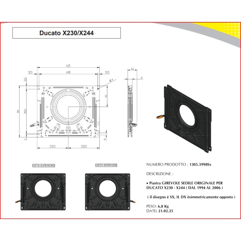 BASE GIREVOLE PER FIAT DUCATO X230 /X244 LATO...