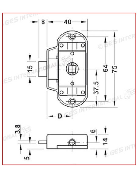 SERRATURA IN ZAMA PER MANIGLIA 25 MM CHIUSURA DESTRA