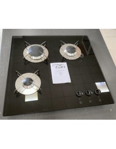 PIANO COTTURA TRE FUOCHI IN VETRO TEMPERATO COLORE NERO