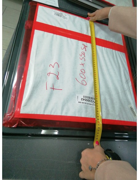FINESTRA POLYPLASTIC 600X550 MM, CON SERIGRAFIA GRIGIA OPALINA