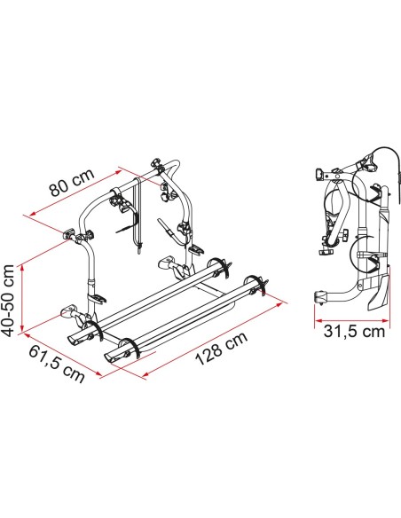 CARRY BIKE PORTABICI  L80 LAIKA FIAMMA PORTATA 60 KG FORNITO CON 2 CANALINE