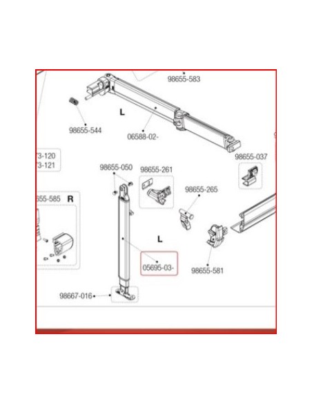 PALINA PER VERANDA FIAMMA MODELLO  F 45TIL-F45 L
LATO SX
DA 400/550
