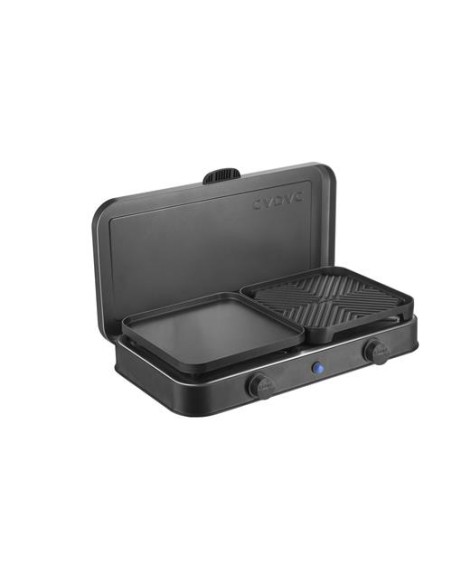 FORNELLO CADAC 2 COOK CON 2 FUOCHI E 2 PIASTRE COLORE NERO,COMPLETO DI SACCA