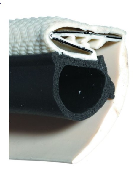 GUARNIZIONE DOPPIA ARMATA PER PORTE E PORTELLONI BEIGE NERO