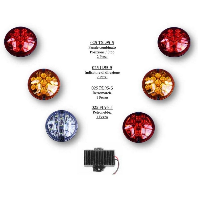 KIT 6 FANALI LED POSTERIORI ROTONDI CON...