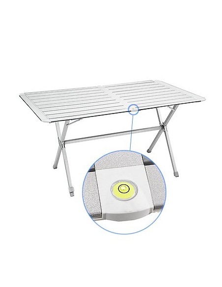 TAVOLO ARROTOLABILE IN ALLUMINIO SILVER 6 CON LIVELLA BOLLA INTEGRATA