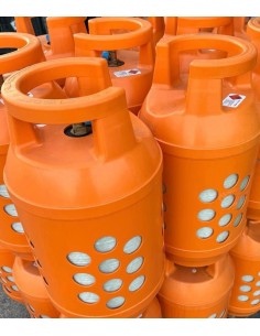 BOMBOLA GAS IN VETRORESINA COLORE ARANCIO DA 10 KG...