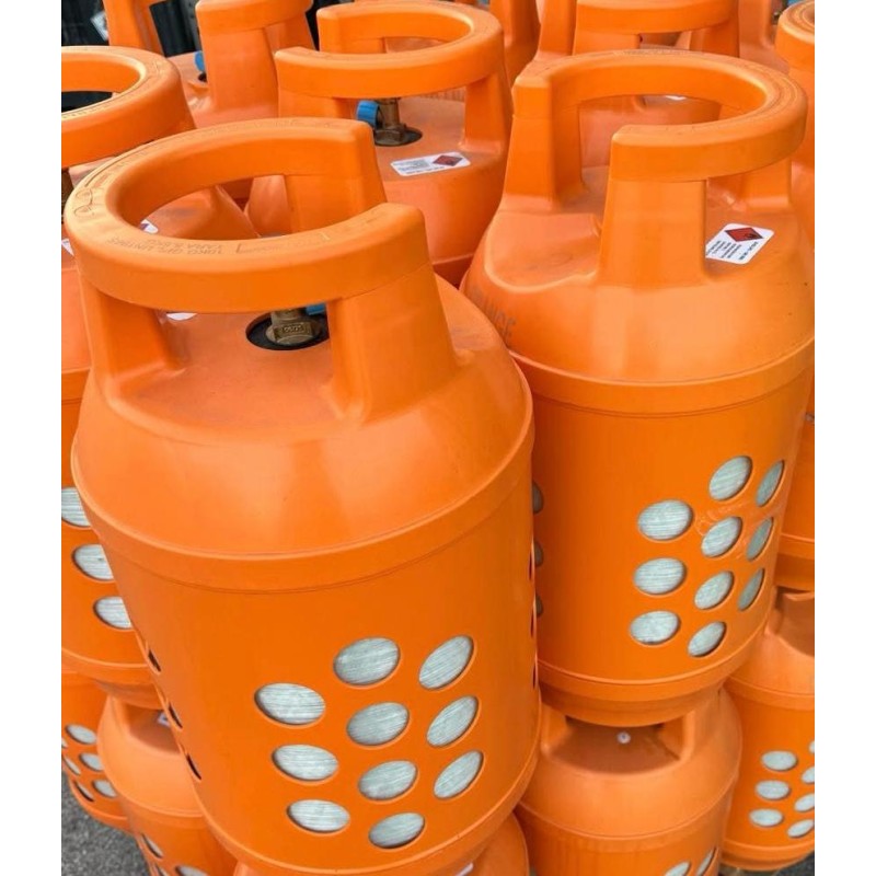 BOMBOLA GAS IN VETRORESINA COLORE ARANCIO DA 10...