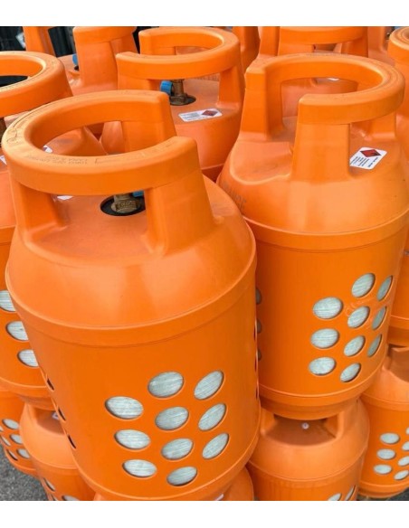 BOMBOLA GAS IN VETRORESINA COLORE ARANCIO DA 10 KG DIMENSIONE ALTEZZA 58 CM DIAMETRO 30 CM