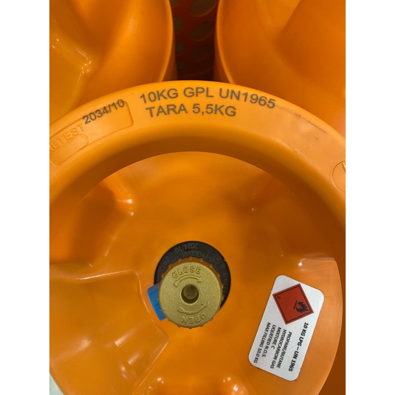 BOMBOLA GAS IN VETRORESINA COLORE ARANCIO DA 10...