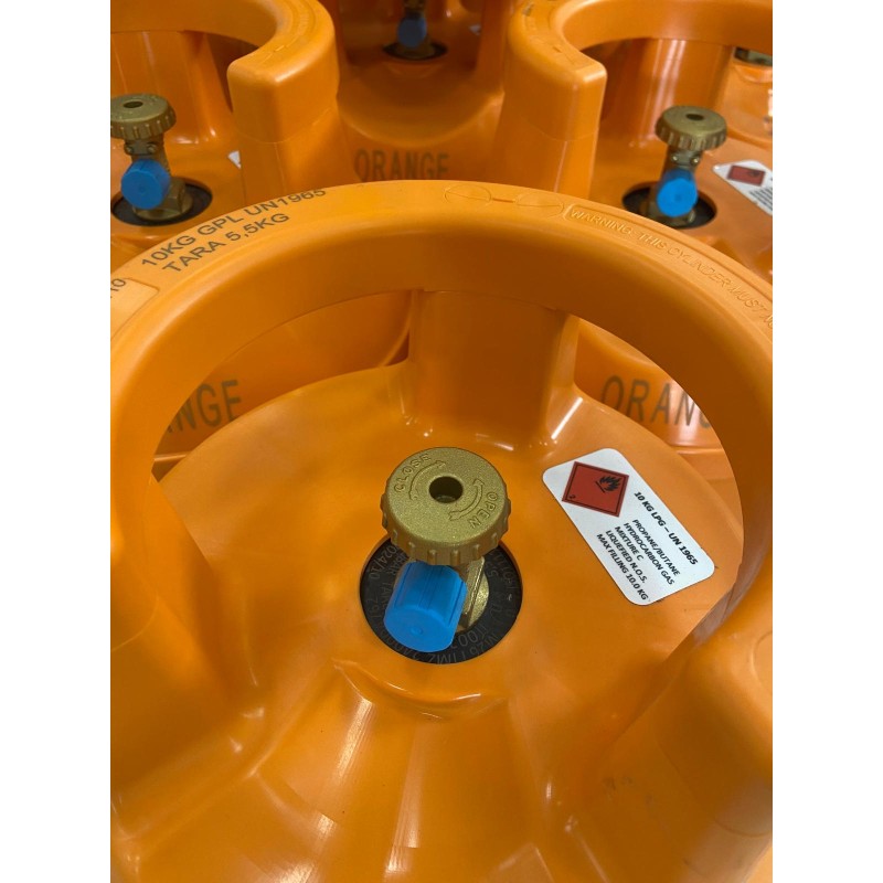 BOMBOLA GAS IN VETRORESINA COLORE ARANCIO DA 10...