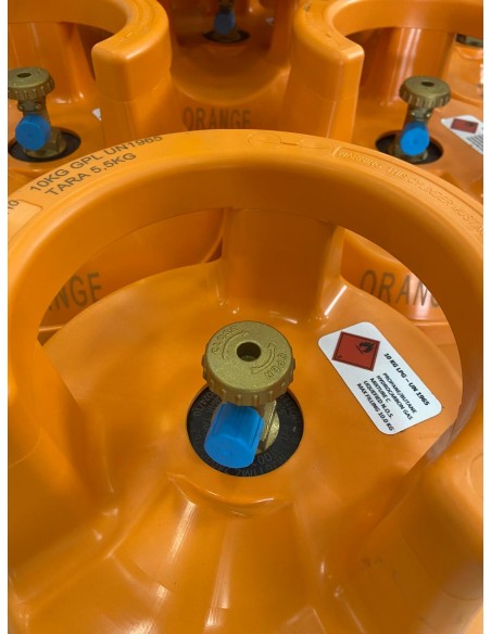 BOMBOLA GAS IN VETRORESINA COLORE ARANCIO DA 10 KG DIMENSIONE ALTEZZA 58 CM DIAMETRO 30 CM