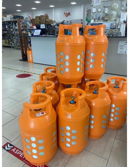 BOMBOLA GAS IN VETRORESINA COLORE ARANCIO DA 10 KG DIMENSIONE ALTEZZA 58 CM DIAMETRO 30 CM