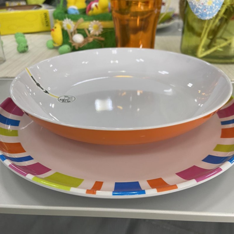 PIATTO FONDO IN MELAMINA COLORE ARANCIO CON...