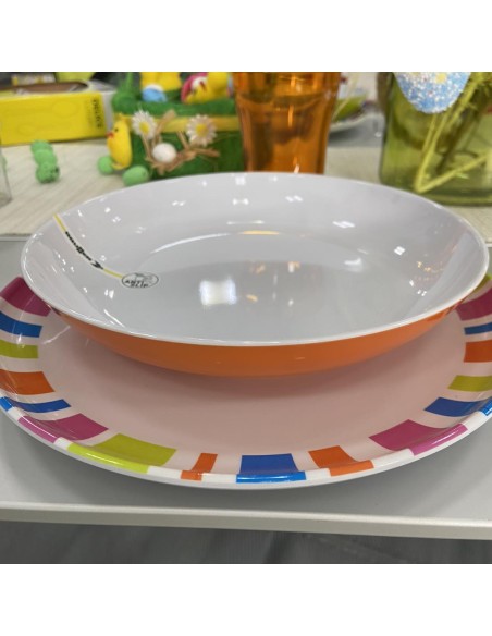 PIATTO FONDO IN MELAMINA COLORE ARANCIO CON ANTISLIP