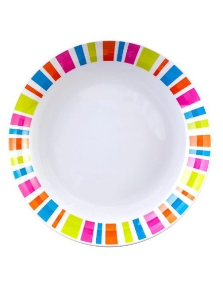 PIATTO PIANO DA FRUTTA COLORATO  IN MELAMINA CON ANTISPLIP