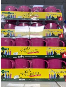 CONFEZIONE DA 4 TAZZE IN MELAMINA CON ANTISLIP COLORE...