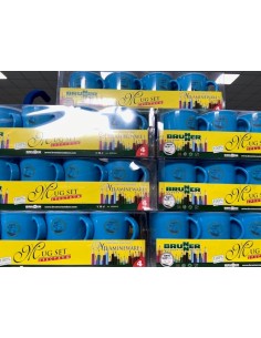 CONFEZIONE DA 4 TAZZE IN MELAMINA CON ANTISLIP COLORE BLU...