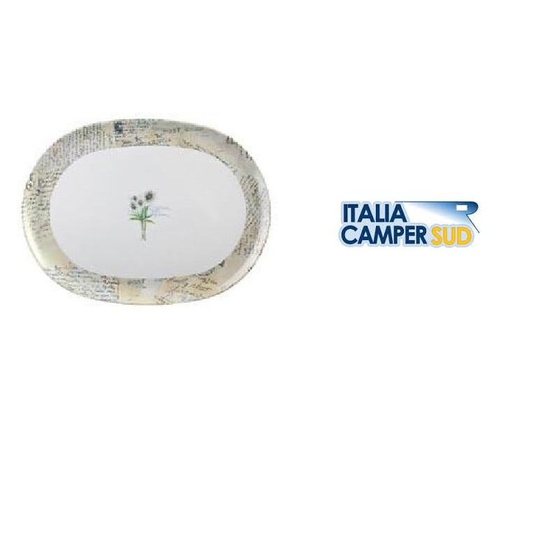 PIATTO PORTATA OVALE IN MELAMINA COLORE BEIGE E...